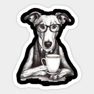 greyhound and coffe Sticker